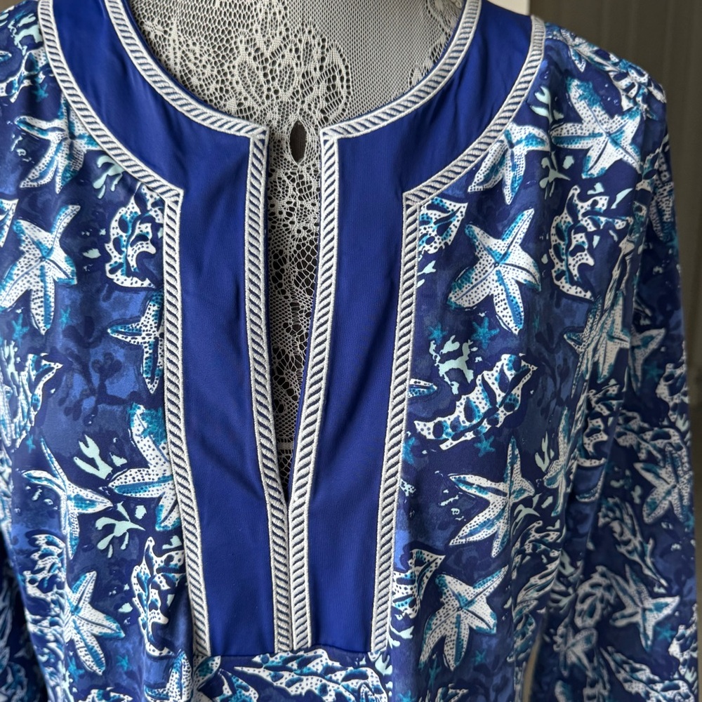 Cabana Life Blue and White Floral Coverup Dress - Picture 8 of 13